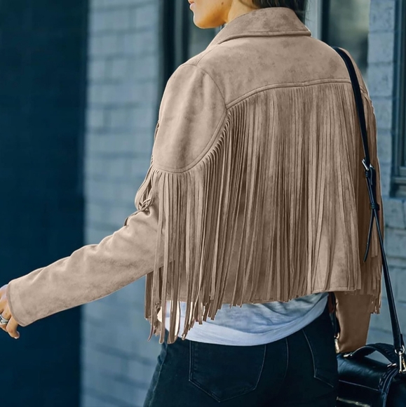Western Boho Fringe Faux suede jacket. - Picture 2 of 7